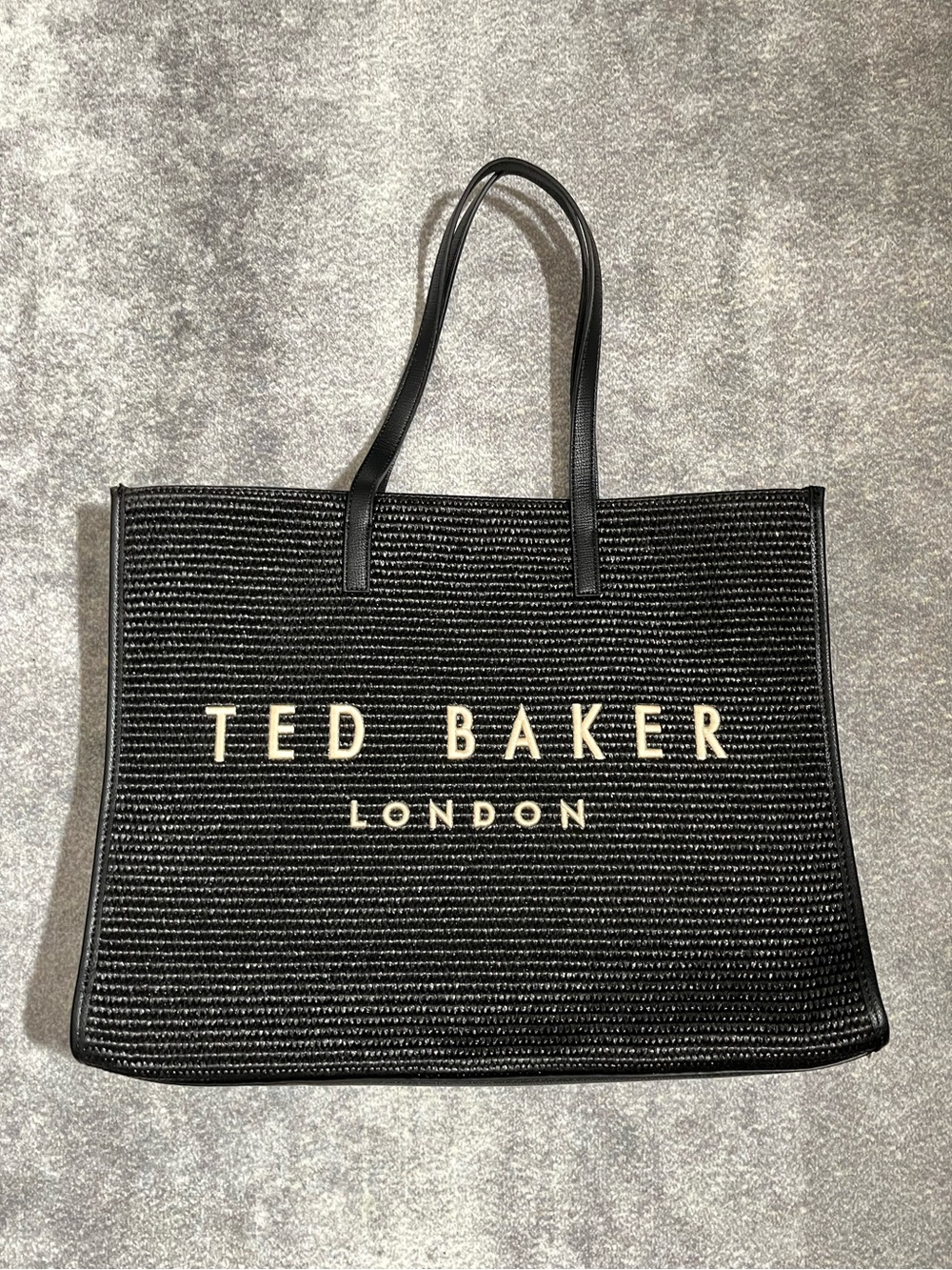 Ted Baker London Black Raffia Icon Tote Large